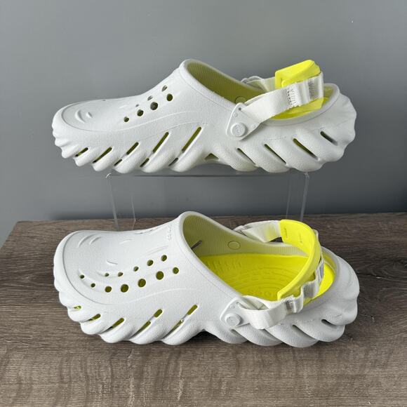 Crocs Shoes Mens Size 12 White Yellow Echo Clog Slip On Foam Comfort Sandals - Picture 6 of 9